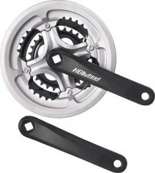 Система шатунов HDL-L353, алюминий, 170 мм, 28/38/48T под квадрат, с защитой - фото