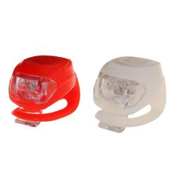 Набор силиконовых фонарей STG JY-267-18 2 белых и 2 красных диода, 3 функции, батарея: CR2032*2/шт. - фото