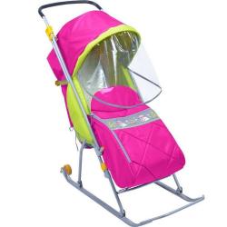 Санки-коляска Тимка Люкс (малиновый) - фото