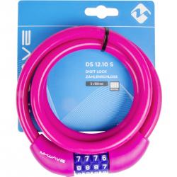 Замок M-Wave тросовый, кодовый, 12х1000 мм, силиконовый, розовый, 5-231068 - фото