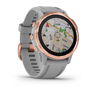 Часы GARMIN Fenix 6S Sapphire (Rose Gold/Gray Band) - фото
