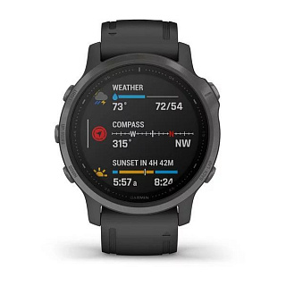 Часы GARMIN Fenix 6S Sapphire (Carbon Grey DLC/Black Band) - фото