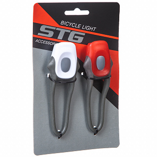 Набор силиконовых фонарей STG JY-267-С 1 белый и 1 красный супер диод, 3 функции, батарея:  CR2025* - фото