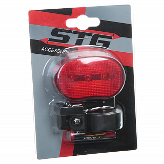 Фонарь велосипедный STG, задний , 3 светодиода, 4 функции - фото