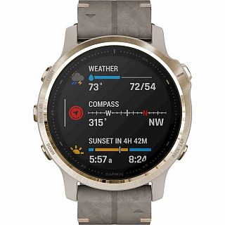 Часы GARMIN Fenix 6S Sapphire (Gold/Shale Suede Band) - фото